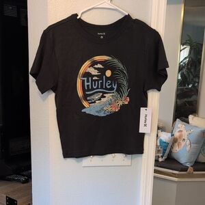 Hurley Charcoal Tee with Sunset Beach Graphic